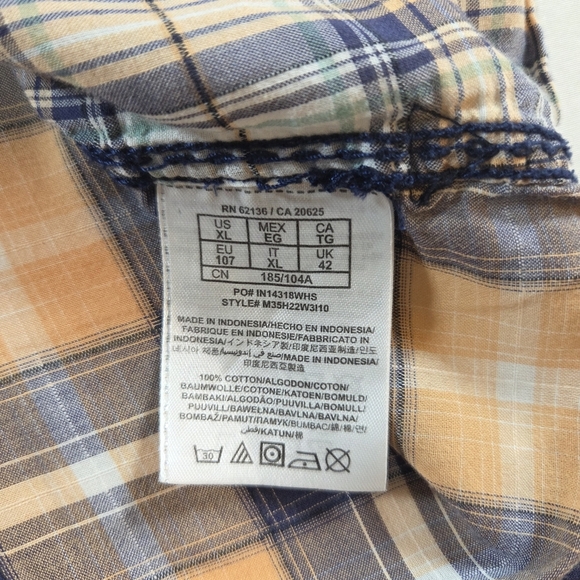 Guess Mens Retro  Blue and Green Casual Button Down Shirt Size XL - Picture 6 of 8